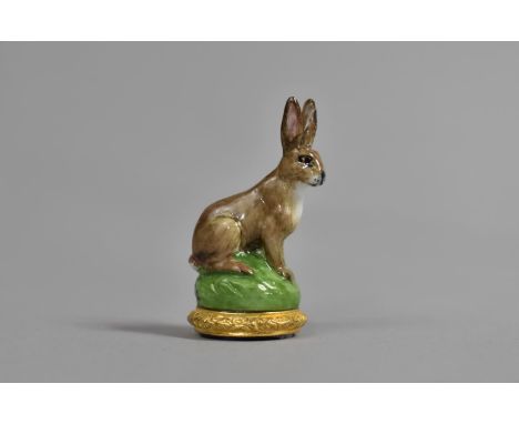 A Halcyon Days Enamel Seal, Modelled as a Rabbit with Hardstone 