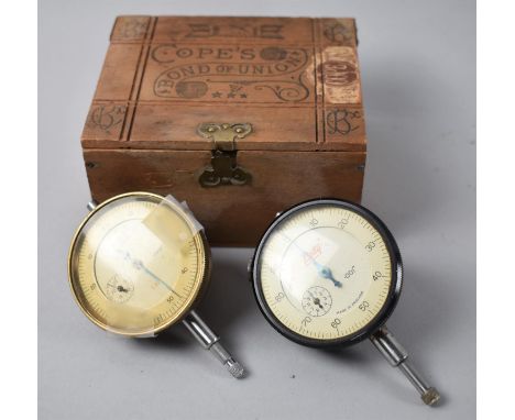 A Vintage Cope's Bond Of Union Advertising Box Containing Two Pressure Gauges by Mercer and Baty 