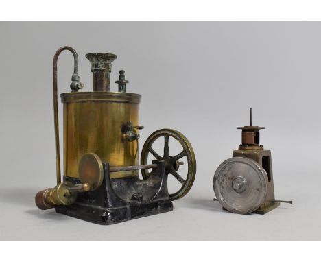 A Late 19th/Early 20th Century Brass Model of a Piston Steam Engine together with Model of Engineering Tool 