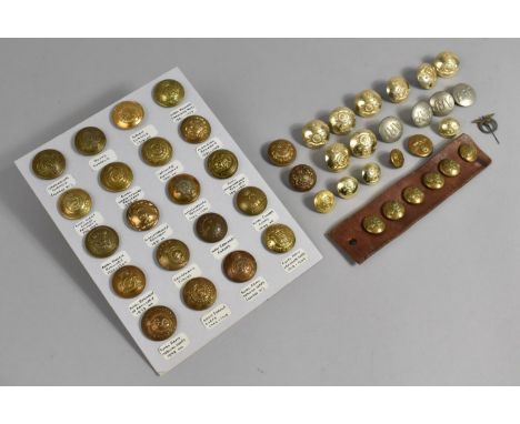 A Collection of Various Vintage Military Buttons, Annotated Section Mounted on Card 