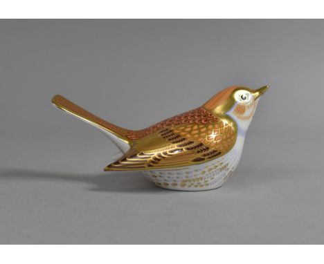 A Royal Crown Derby Paperweight, Brambling Bird, Gold Button 