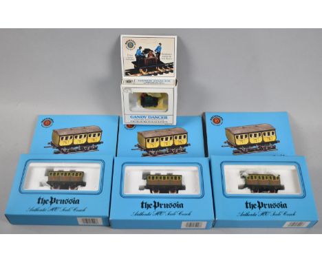 A Collection Bachmann HO Scale Coaches, The Prussian, Together with a Boxed Bachmann Gandy Dancer (Electrically Powered Hand 