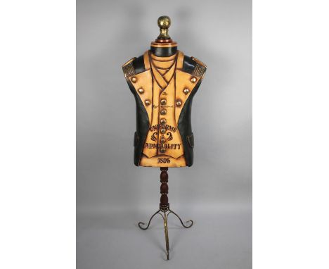 A Late 20th Century Decorative Tailors Mannequin Dressed in Napoleonic Naval Uniform "By Royal Appointment, Uniform to the Ad