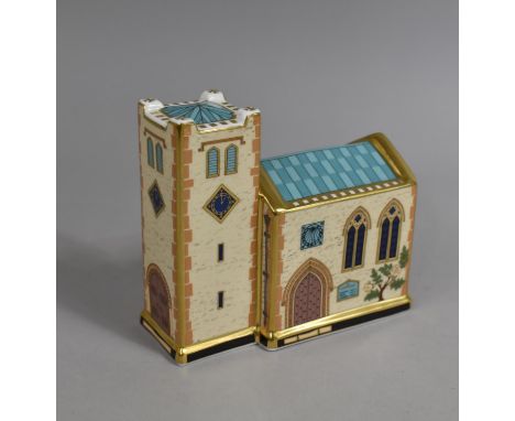 A Royal Crown Derby Church with Ceramic Button 