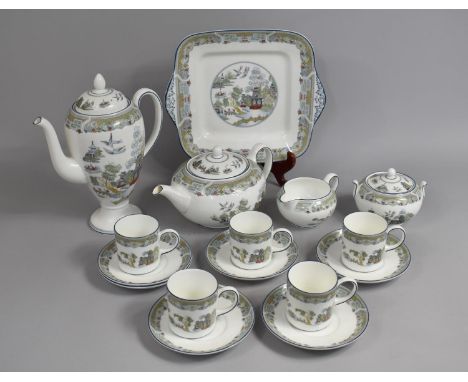 A Wedgwood Chinese Legend Coffee Service to Comprise Coffee Pot, Teapot, Jug, Two Handled Tray, Lidded Sugar, Six Saucers and