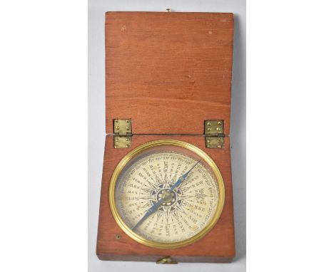 A Mahogany Cased 19th Century Compass with Printed Paper Card, 8cms Square 