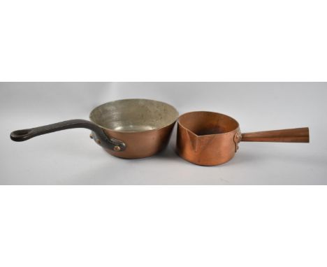 Two Vintage Copper Saucepans, Largest 18cms Diameter 