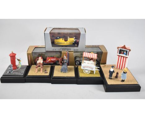 A Collection of Boxed Brumm Diecast Vintage Cars together with a Collection of Miniature Seaside Scenes by Thingumybobs 