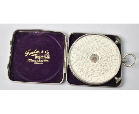 A Vintage Metal Cased Circular Fowler's Calculator, 6.5cms Diameter 