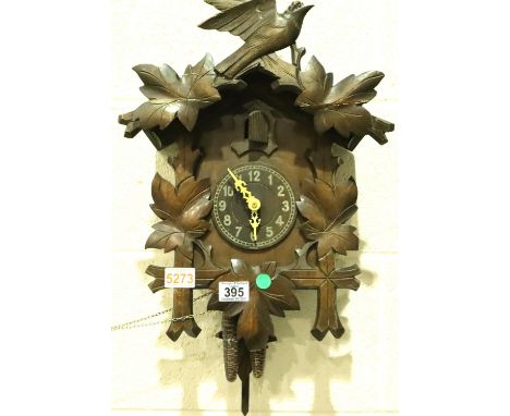 A Bavarian Black Forest cuckoo wall clock, twin weight, for restoration. Not working. Not available for in-house P&amp;P, con