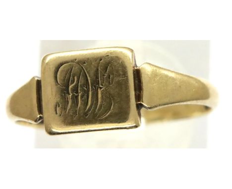 9ct gold signet ring, size Q, 1.9g. P&amp;P Group 1 (£14+VAT for the first lot and £1+VAT for subsequent lots) 