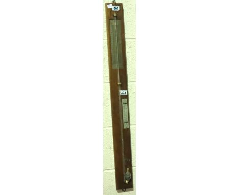 An early 20th century mahogany framed mercury Fitzroy barometer, of simple construction, L: 100 cm. Not available for in-hous
