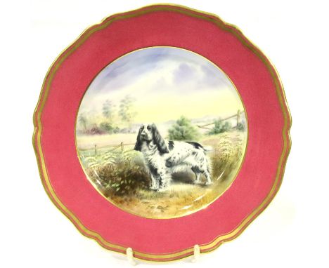 Copeland Spode cabinet plate, Cocker Spaniel signed A Gaskell, D: 27 cm. P&amp;P Group 2 (£18+VAT for the first lot and £3+VA
