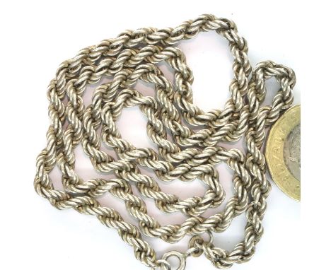 925 silver rope neck chain, L: 51 cm, 17g. P&amp;P Group 1 (£14+VAT for the first lot and £1+VAT for subsequent lots) 