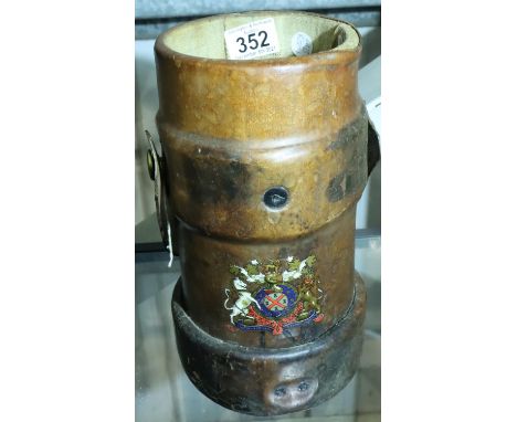 Leather bound bottle carrier, H: 28 cm. P&amp;P Group 3 (£25+VAT for the first lot and £5+VAT for subsequent lots) 