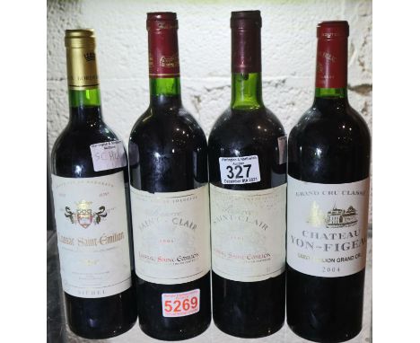 Four bottles of St Emilion 2004-2010 (4). P&amp;P Group 3 (£25+VAT for the first lot and £5+VAT for subsequent lots) 