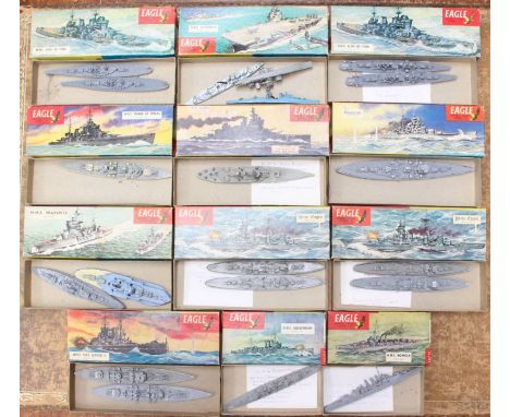 Eaglewall: A collection of assorted model kit ships, in made condition, contained within various Eaglewall 1/1200 Scale boxes
