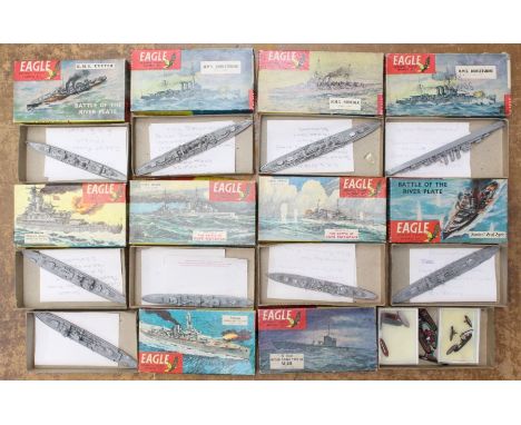 Eaglewall: A collection of assorted model kit ships, in made condition, contained within various Eaglewall 1/1200 Scale boxes