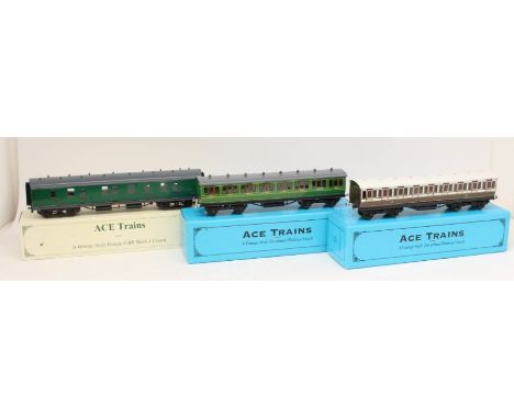 ACE Trains: A collection of three individually boxed ACE Trains O Gauge Coaches, to comprise: BR Mark 1 Coach, Reference: Brk