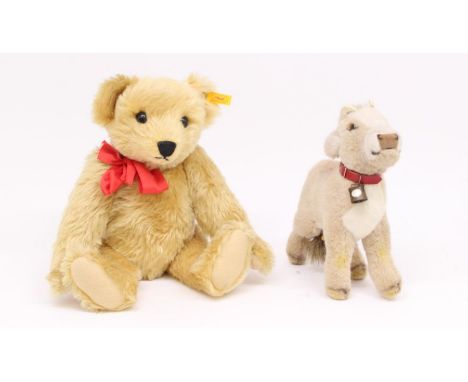 Steiff: A pair of unboxed Steiff plush toys to comprise: Steiff bear, yelllow tag, Reference No. 406256; together with a Stei