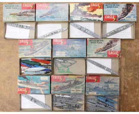 Eaglewall: A collection of assorted model kit ships, in made condition, contained within various Eaglewall 1/1200 Scale boxes