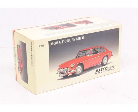 Autoart: A boxed Autoart, MGB GT Coupe MK II 69 (Red), Reference 76601. Original box, shelf and edge wear as expected with ag