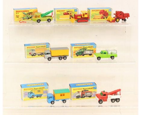 Matchbox: A collection of seven assorted boxed Matchbox vehicles to comprise: Toe Joe 74, Case Tractor 16, Combine Harvester 