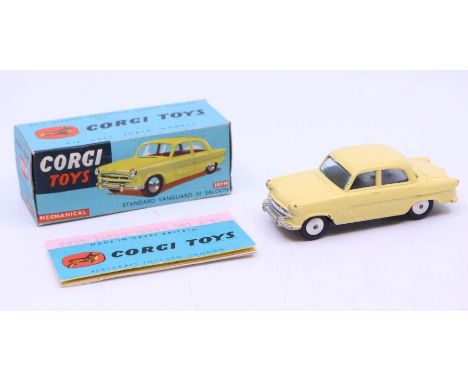 Corgi: A boxed Corgi Toys, Mechanical, Standard Vanguard III Saloon, yellow body, Reference 207M. Original box, general wear 