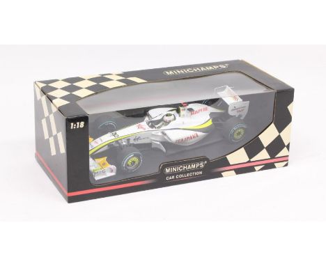 Minichamps: A 1:18 Scale Model of a Brawn GP BGP 001 Brazil GP 2009, Manufacturer Minichamps. Boxed. Reference No. 150 090622