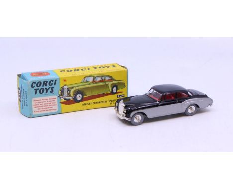 Corgi: A boxed Corgi Toys, Bentley Continental Sports Saloon by H.J. Mulliner, two-tone silver and black body with red interi