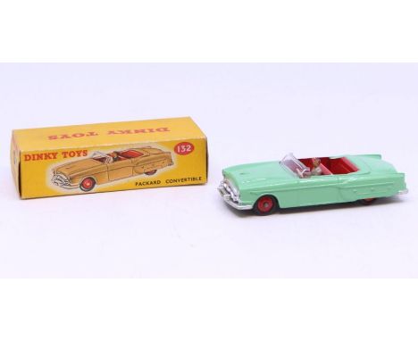 Dinky: A boxed Dinky Toys, Packard Convertible, green body with red interior, Reference 132. Original box with correct colour