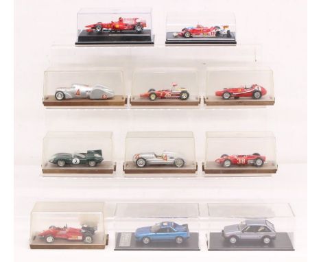 Brumm: A collection of seven cased Brumm 1:43 race vehicles; together with four other 1:43 cased vehicles. Vehicles generally
