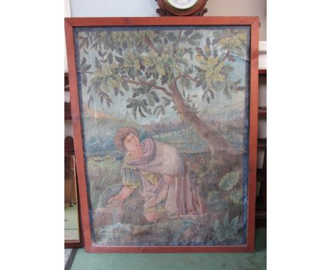 A 19th Century tapestry design on linen, framed 108cm x 88cm