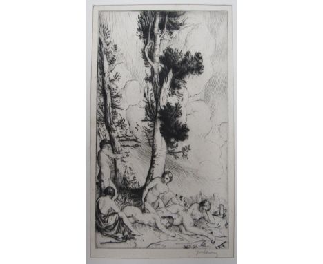 WILLIAM STRANG (1859-1921)  A framed and glazed etching sleeping female nudes, pencil signed bottom right, plate 22cm x 12½ c