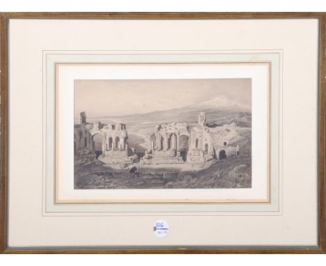 Hermann Drück (1856-1931). Ansicht von Pompeji mit dem Vesuv. Tuschezeichnung, re./u./sign., mit Passepartout hi./Gl. gerahmt