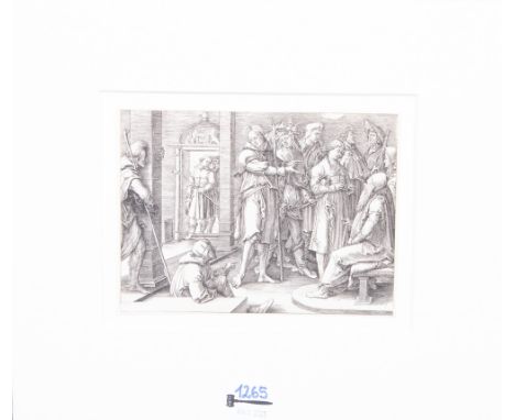 Lucas van Leyden (1494-1533) attrib. Biblische Szene. Kupferstich, mit Passepartout (12,5 x 16,5 cm). Aus dem Nachlass von Pr
