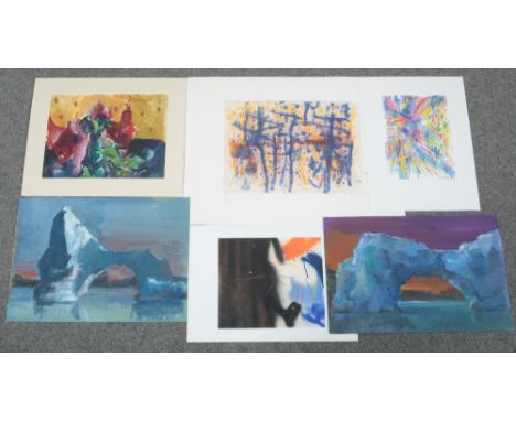 Sechstlgs. Konvolut: Daniel Sambo-Richter (*1966). „Eistor II“ und „Eistor IV“. Zwei Acrylgemälde auf Pappe, je li./u./monogr