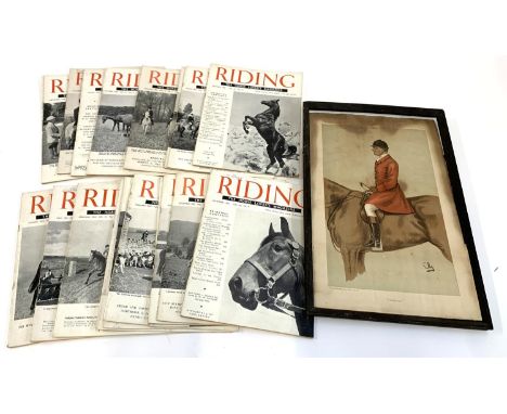 A number of issues of 1950s Riding magazines together with a print, 'Cattistock' from Vanity Fair, 1899 