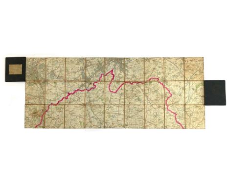 A double sided linen backed map of the Quorn hunt, 78x31cm 