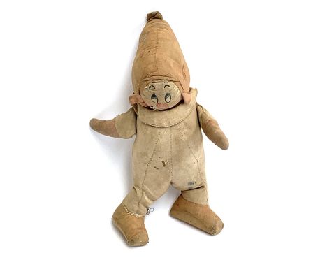 A vintage cloth doll of Dopey from 'Snow White and the Seven Dwarves', 31cmH 