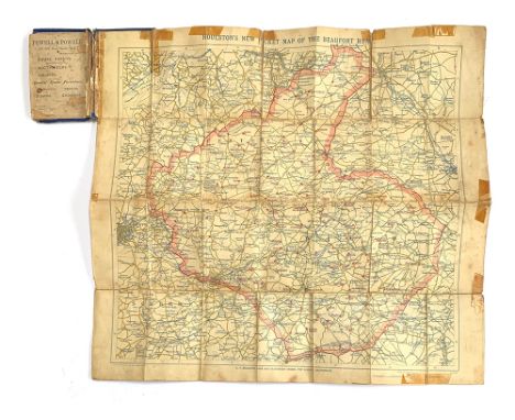 A linen backed pocket map of the Beaufort Hunt, produced by Houlston, Chippenham, with index to the meets, 45x50cm 