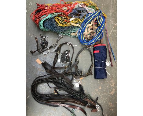 A quantity of tack, to include a Stubben full size leather head collar, and one other; together with a set of 50", 54" and 58