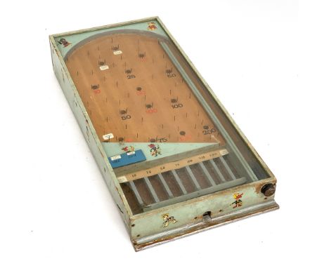 A vintage scratch built bagatelle board, 70cm long 