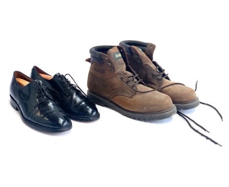 A pair of black leather K shoes, size 9.5; together with a pair of Hoggs boots, size 11 