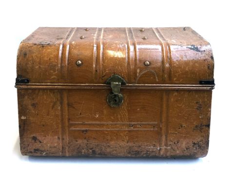 A toleware tin travel trunk, 76cm wide 