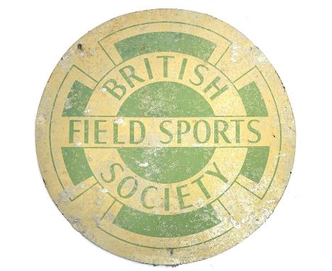 A vintage enamel sign 'British Field Sports Society', 51cmD 