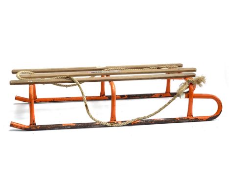 A Team Playway toboggan or sled with rope handle, 97cm long 