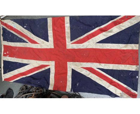 A vintage cloth Union Jack flag (af), approx. 110x220cm