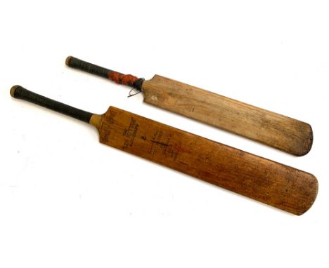 Two vintage cricket bats: 'Gradidge, The Len Hutton Autograph', size 6, c.1938; and 'The Best Willow' junior bat (2) 