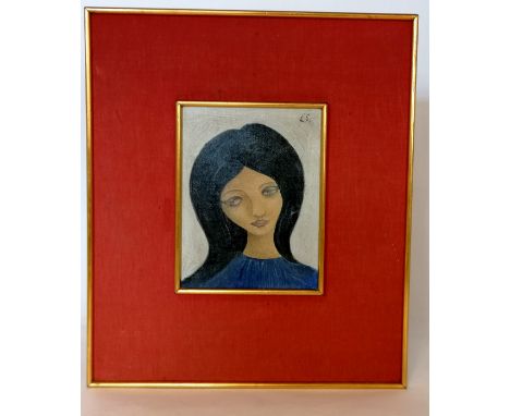 Framed oil on board portrait of a girl signed LS - 43cm x 37cm 